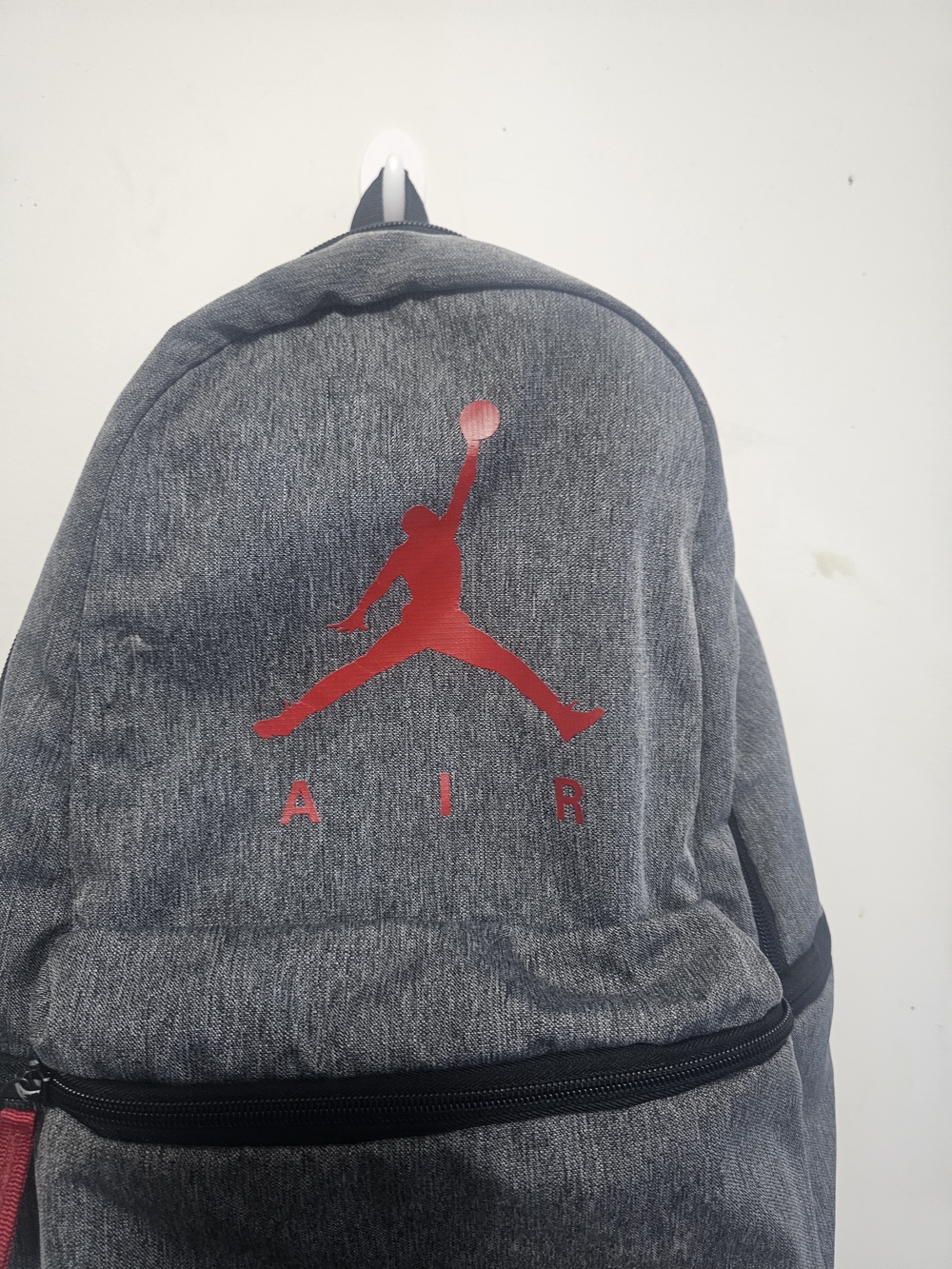 Nike Gray Backpack with Red Jumpman Logo